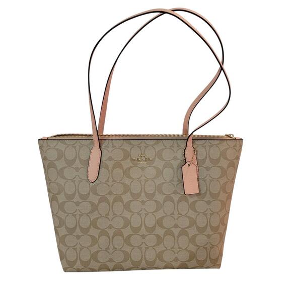 NWOT‎ Coach Zip Top Tote Bag in Signature Canvas (4455) - Picture 1 of 12